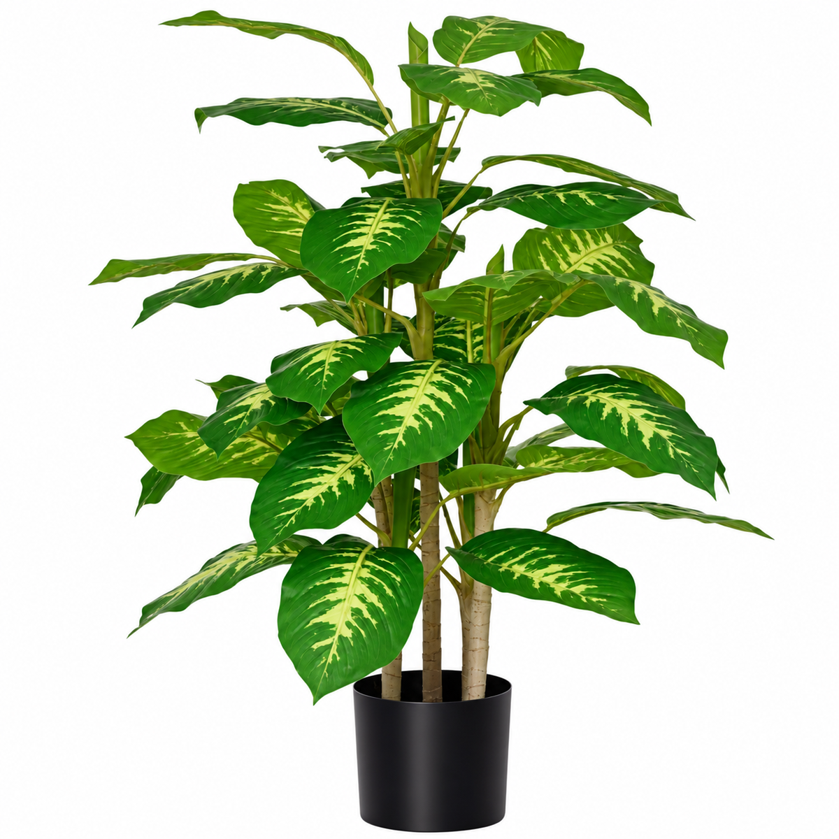 Dieffenbachia artificiel 95 cm sur fond blanc