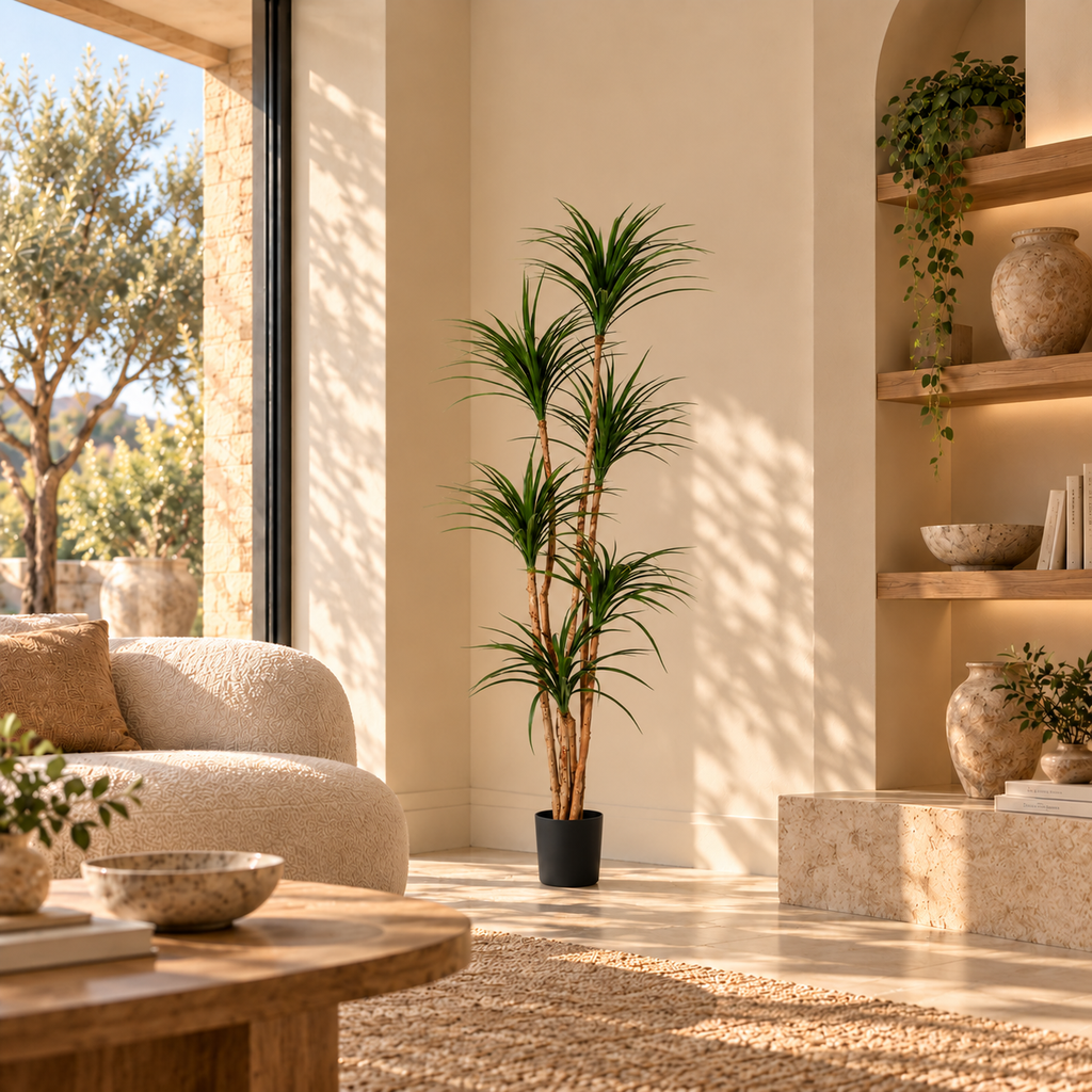 Dracaena artificiel de 180 cm dans un salon
