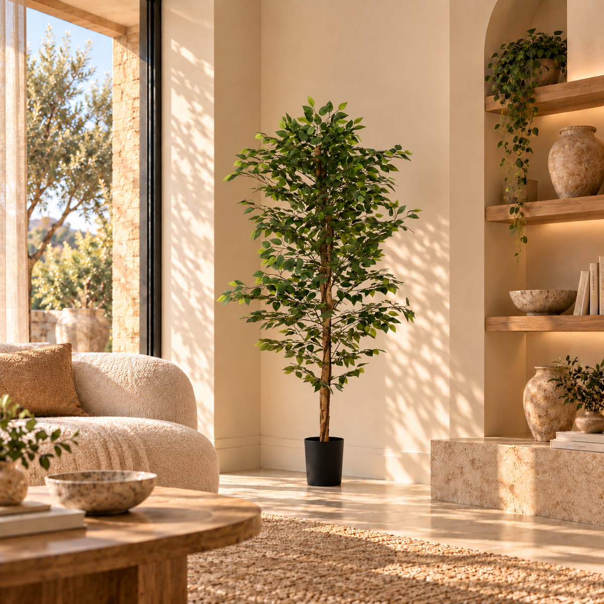 Ficus artificiel de 180 cm dans un salon