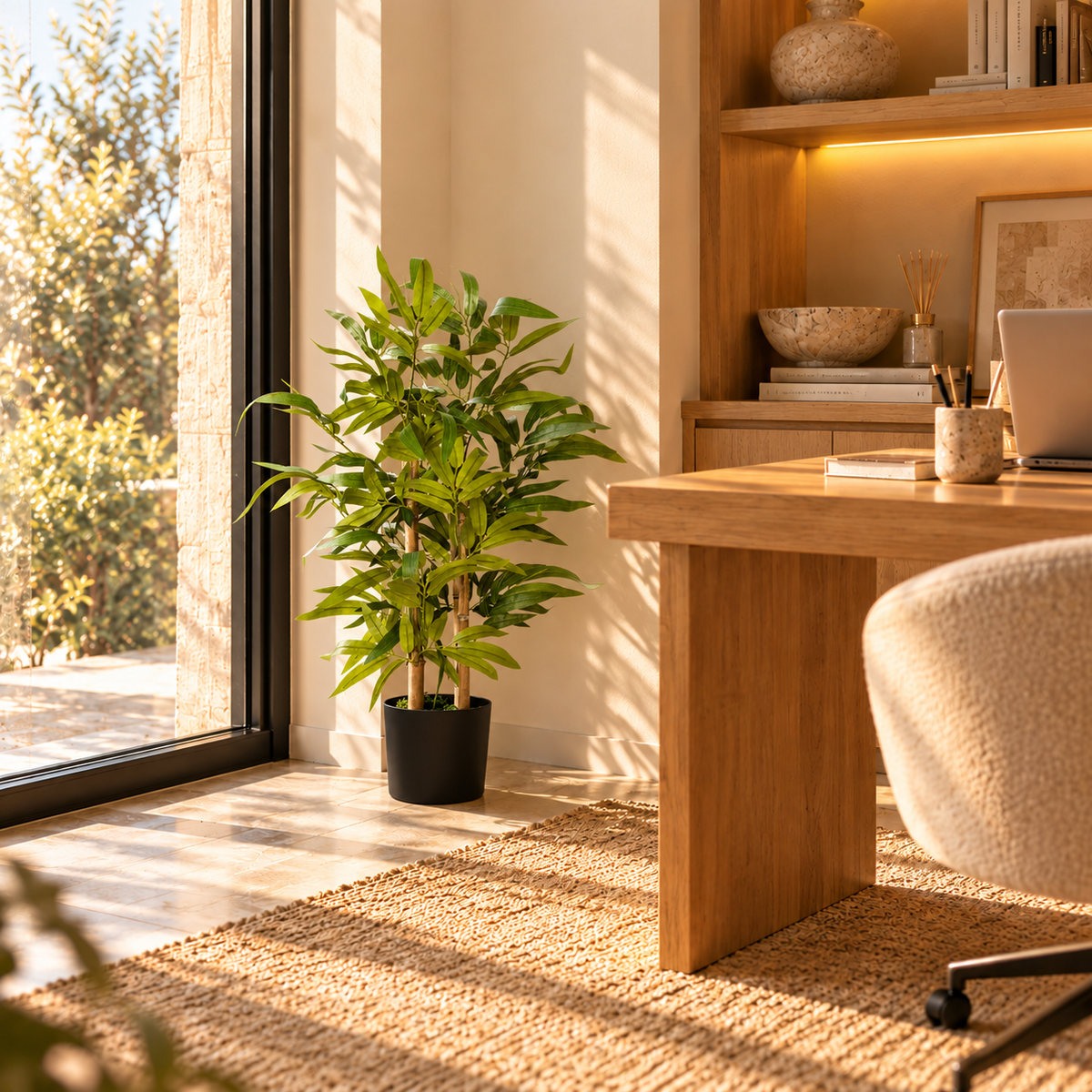 Petit bambou artificiel de 60 cm dans un bureau