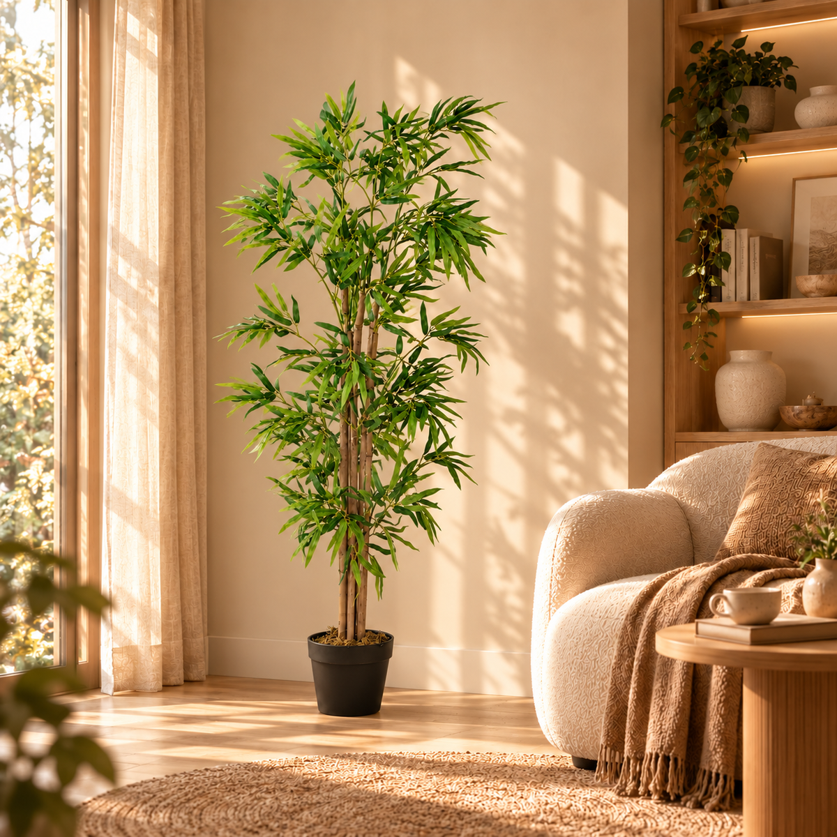 Bambou artificiel de 180 cm dans un intérieur